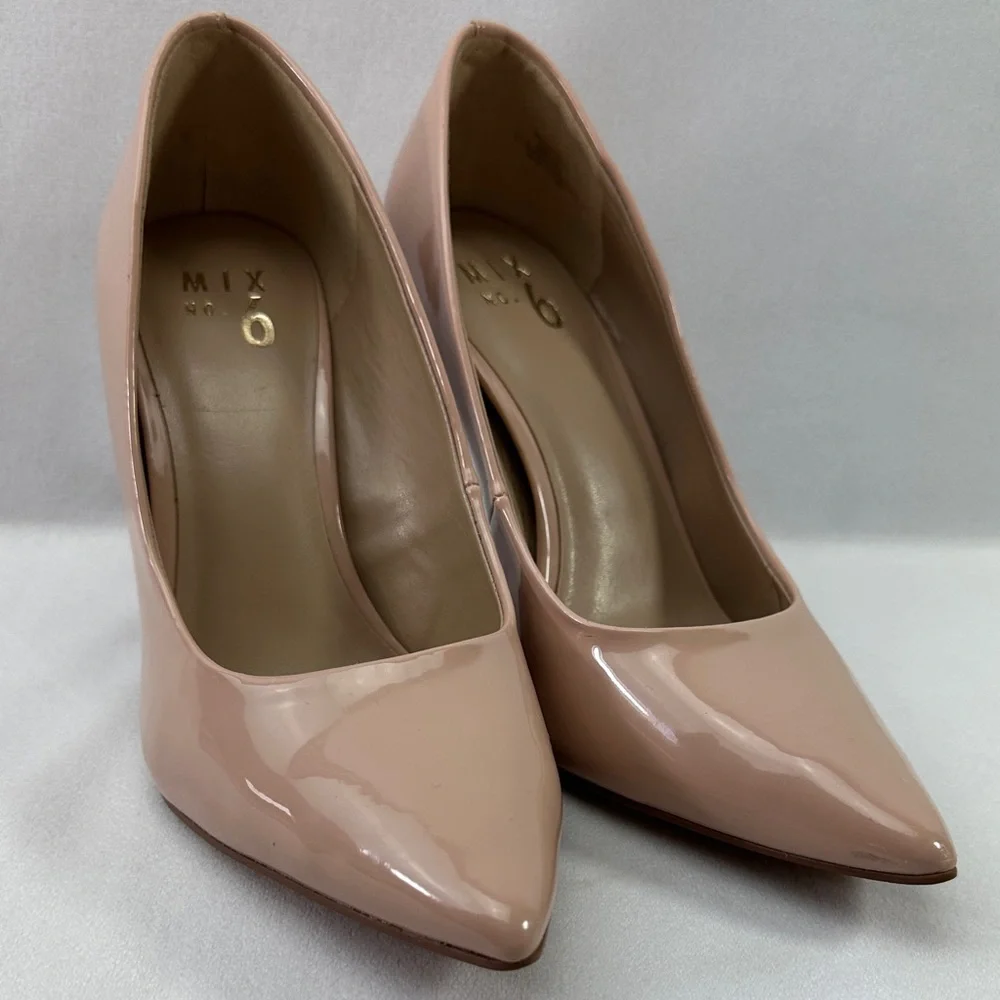 Mix No. 6 Blush Patent Pointed Toe Clear Stiletto Heel Size 8M - Picture 1 of 9